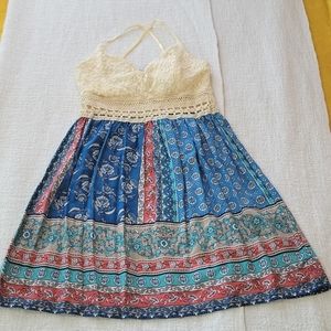 Iris Floral Print Dress with Lace Size M